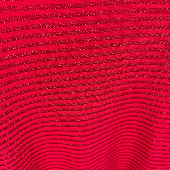 Calvin Klein Red Shimmer Cowl Neck Ribbed Knit Bell Sleeve Pullover Sweater Sz M - Picture 3 of 6
